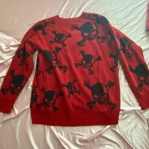 Red and Black Skull print Sweater